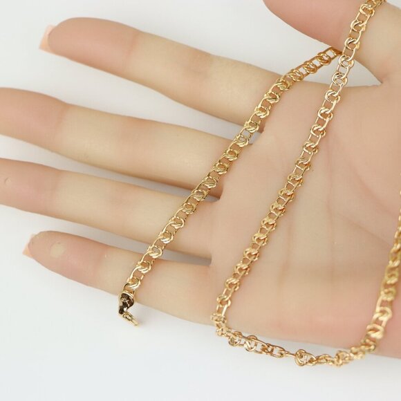 Elegant Rose Gold Link Chain Necklace Brass Base, XPNL0198 - Picture 8 of 12